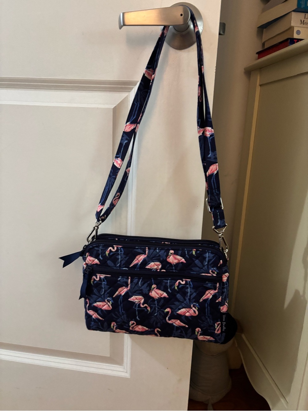 Vera Bradley Navy with Pink Flamingo Quilted Crossbody